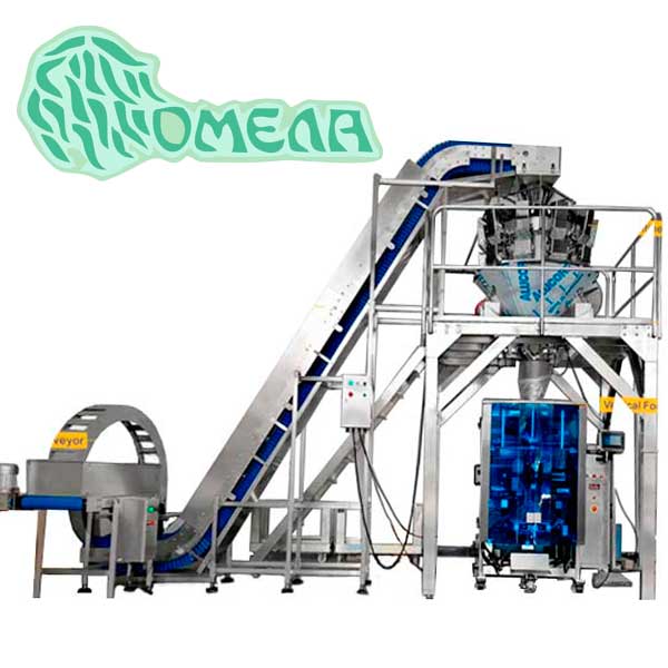 Лінія для пакування дрібних заморожених продуктів, дрібних деталей, добресипучіх
